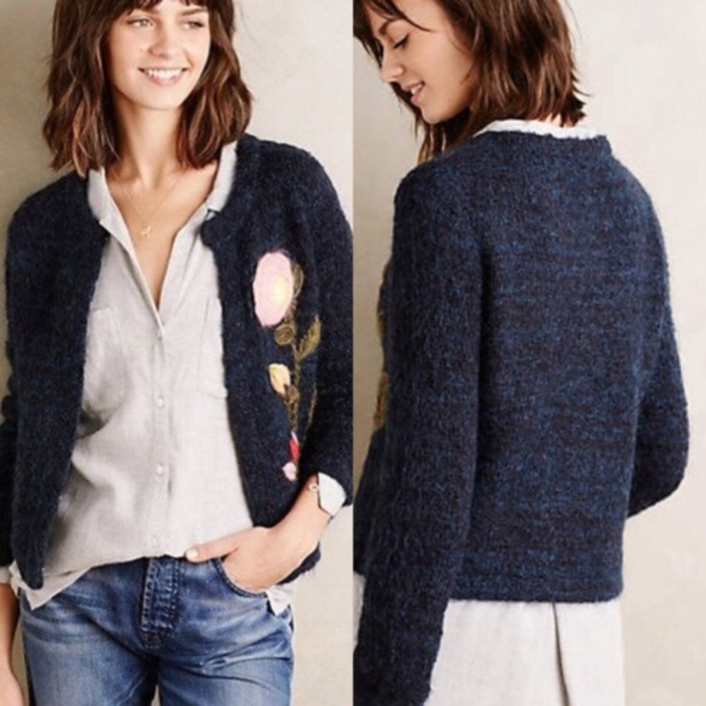 Anthropologie Moth Vertical Garden Sweater XS